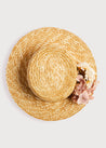 Faux Flower Straw Boater Hat in Pink Accessories  from Pepa London