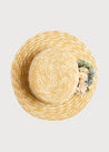 Faux Flower Straw Boater Hat in Teal Blue Accessories  from Pepa London