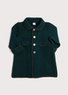 Austrian Single Breasted Coat With Grey Trim in Bottle Green (12mths-10yrs) Coats  from Pepa London