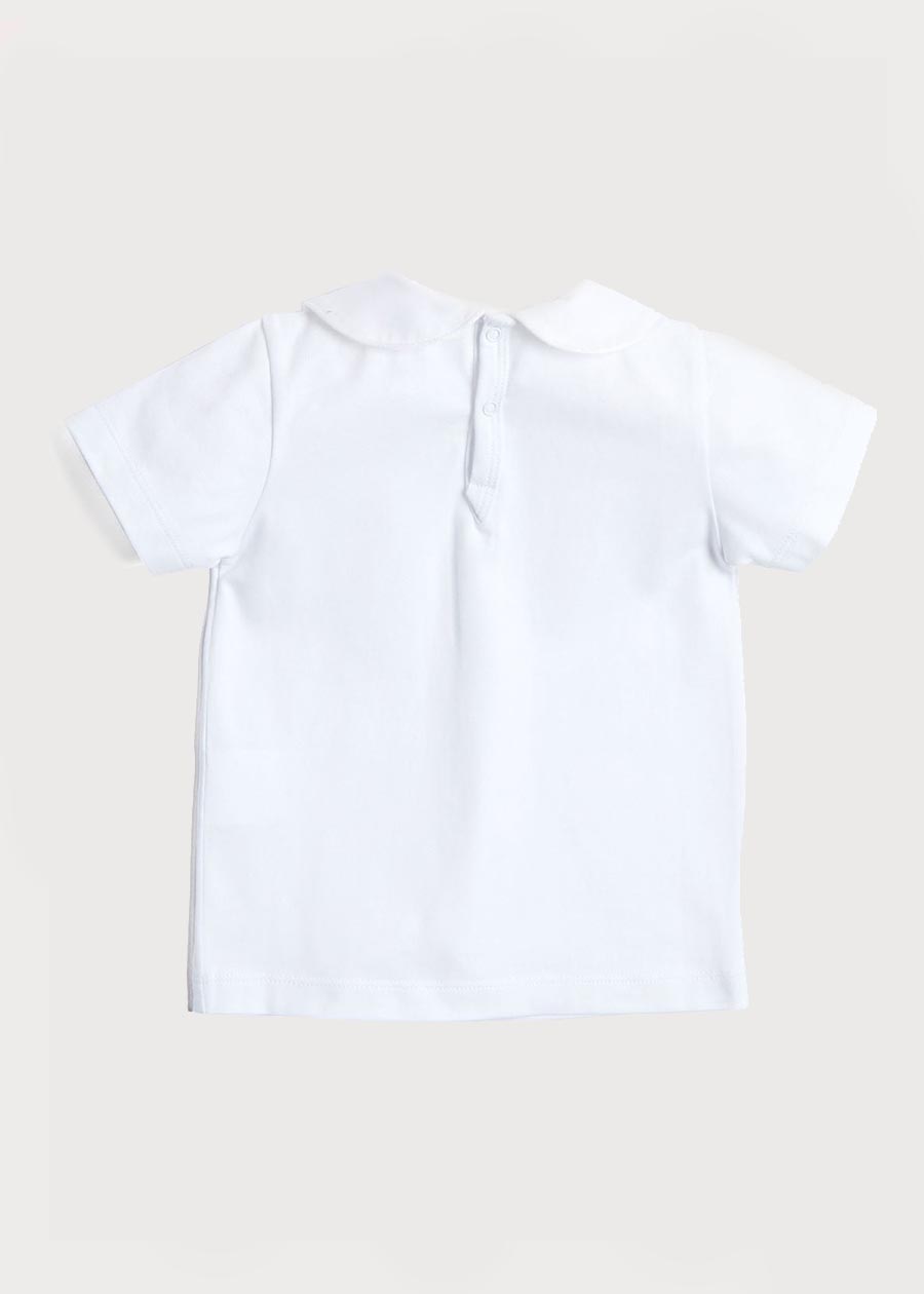 Button Detail Cotton Top in White (2-6yrs) Tops & Bodysuits from Pepa London