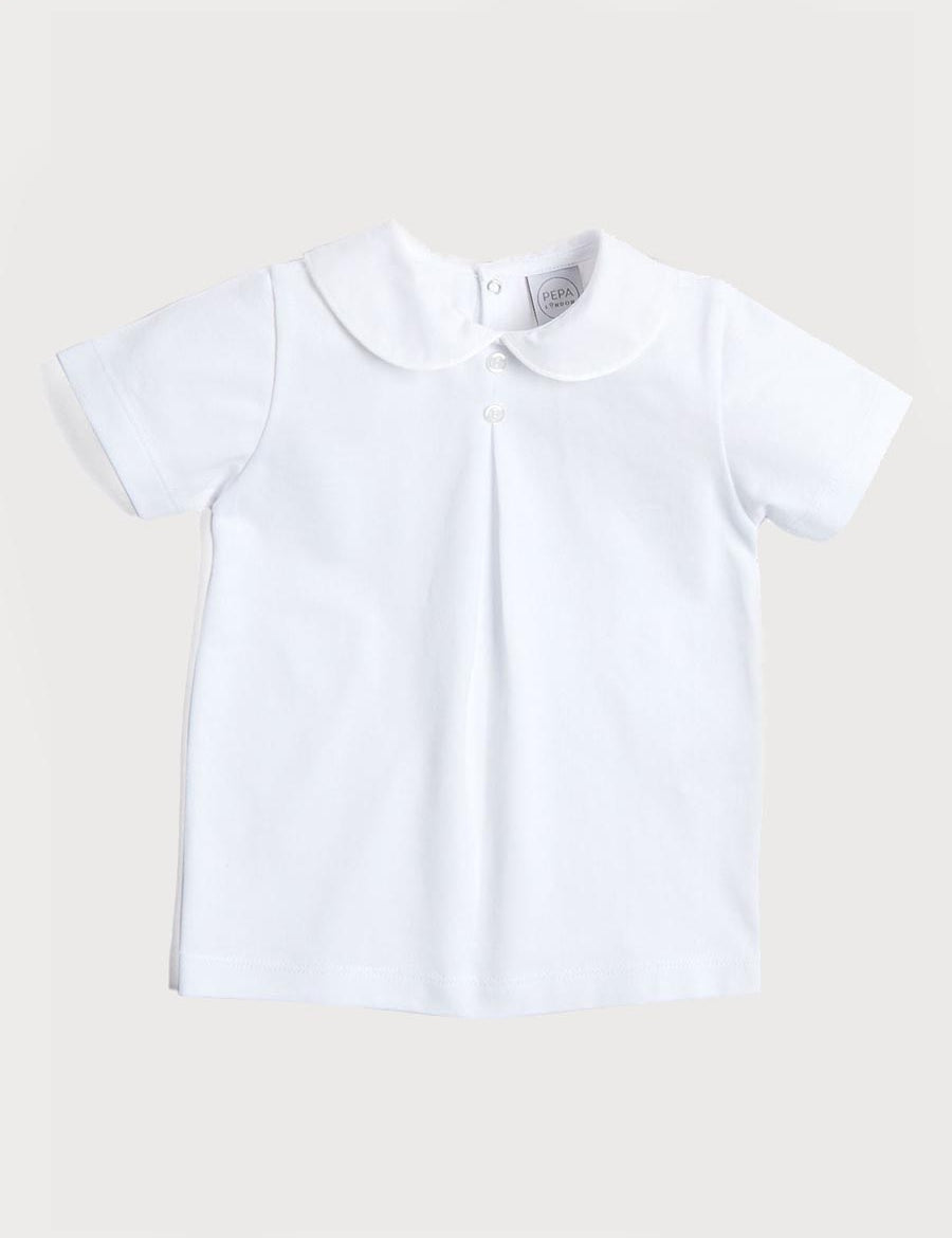 Button Detail Cotton Top in White (2-6yrs) Tops & Bodysuits from Pepa London
