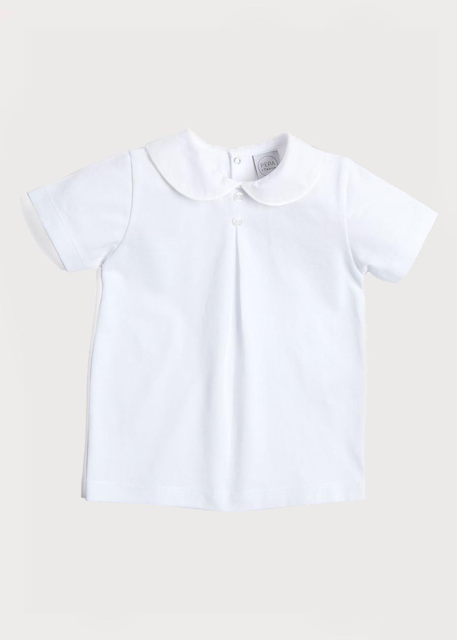Button Detail Cotton Top in White (2-6yrs) Tops & Bodysuits from Pepa London
