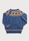 Classic Fair Isle Merino Wool Jumper in Blue (12mths-10yrs) Knitwear  from Pepa London