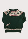 Classic Fair Isle Merino Wool Jumper in Green (12mths-10yrs) Knitwear  from Pepa London