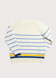 Contrast Stripe Mariner Jumper in White (6mths-10yrs) Knitwear  from Pepa London