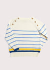 Contrast Stripe Mariner Jumper in White (6mths-10yrs) Knitwear  from Pepa London