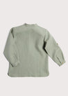 Mandarin Collar Linen Shirt in Khaki Green (4-10yrs) Shirts  from Pepa London