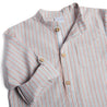 Mandarin Collar Stripe Cotton Shirt in Blue And Red (4-10yrs) Shirts  from Pepa London