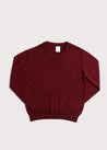 Plain V-Neck Sweater in Burgundy (4-10yrs) Knitwear  from Pepa London