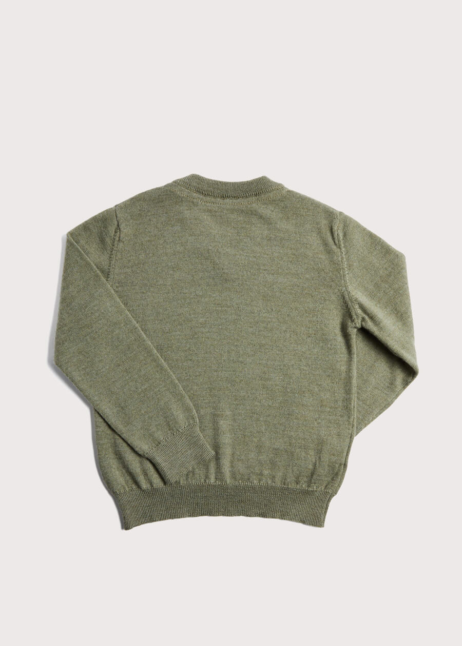 Plain V-Neck Sweater in Sage Green (4-10yrs) Knitwear  from Pepa London