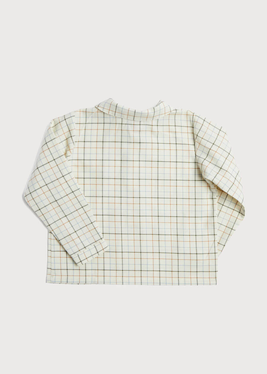 Polo Collar Long Sleeve Shirt in Brown (12mths-10yrs) Shirts  from Pepa London