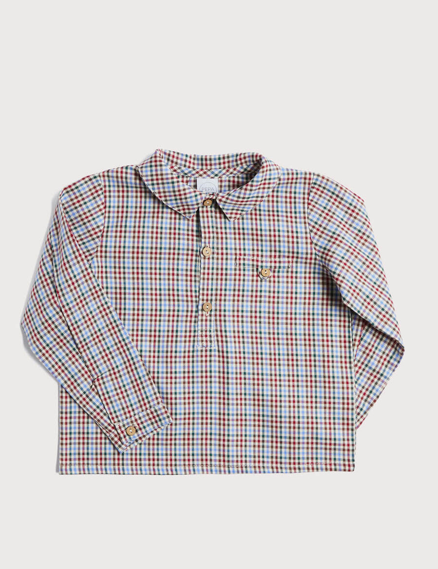 Polo Collar Long Sleeve Shirt in Multicolored (12mths-10yrs) Shirts  from Pepa London