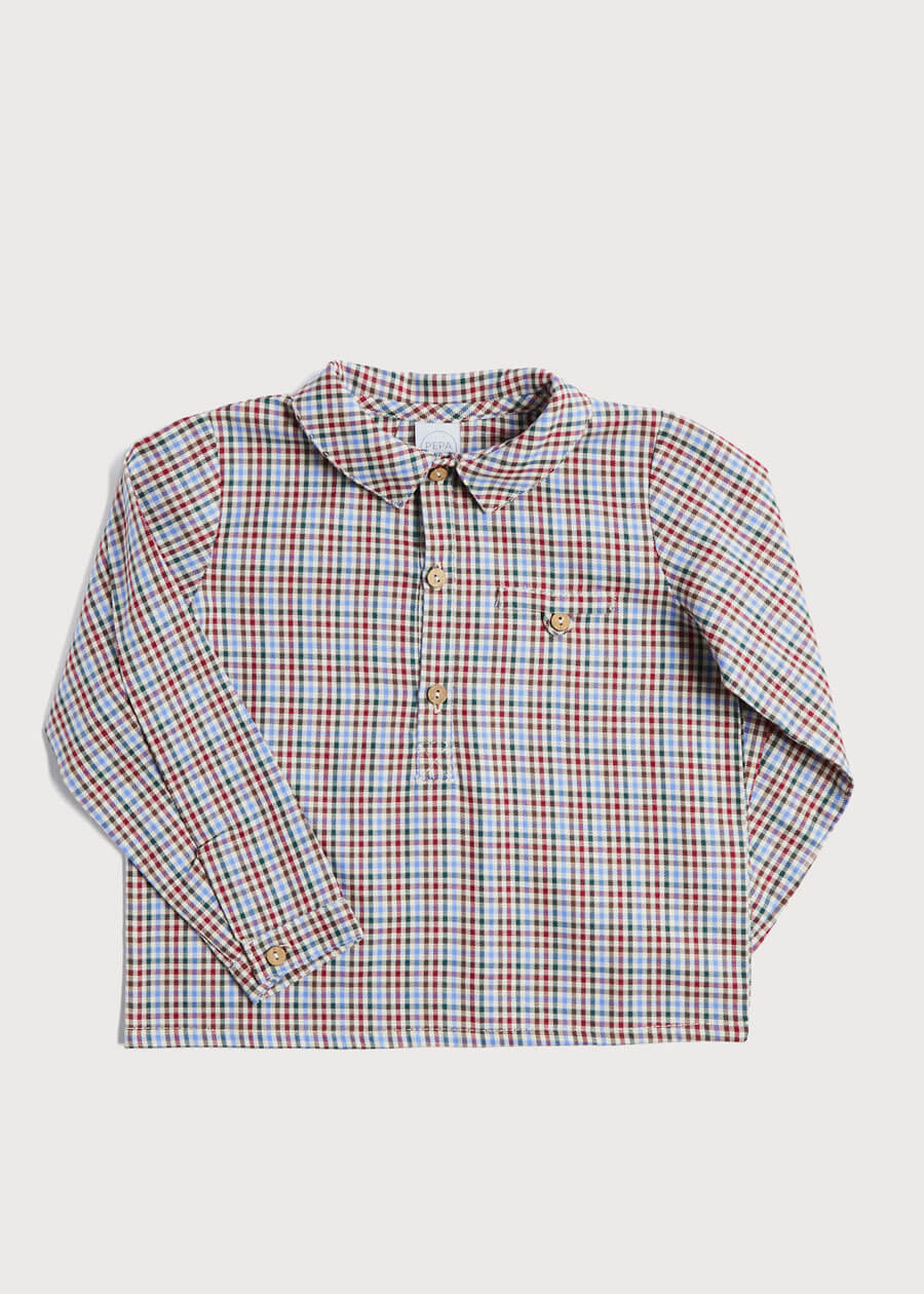 Polo Collar Long Sleeve Shirt in Multicolored (12mths-10yrs) Shirts  from Pepa London