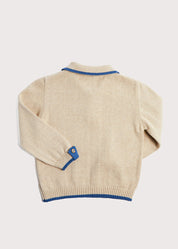 Polo Collar Stripe Sweater in Beige (12mths-10yrs) Knitwear  from Pepa London