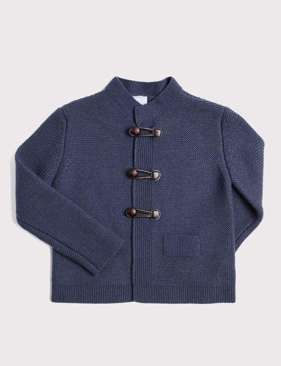 Toggle Fastening Knitted Cardigan in Blue (12mths-10yrs) Knitwear  from Pepa London