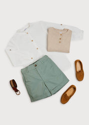 Pocket Detail Shorts With Turn-Ups in Green (4-10yrs) Shorts  from Pepa London