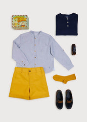 Pocket Detail Shorts With Turn-Ups in Mustard (4-10yrs) Shorts  from Pepa London