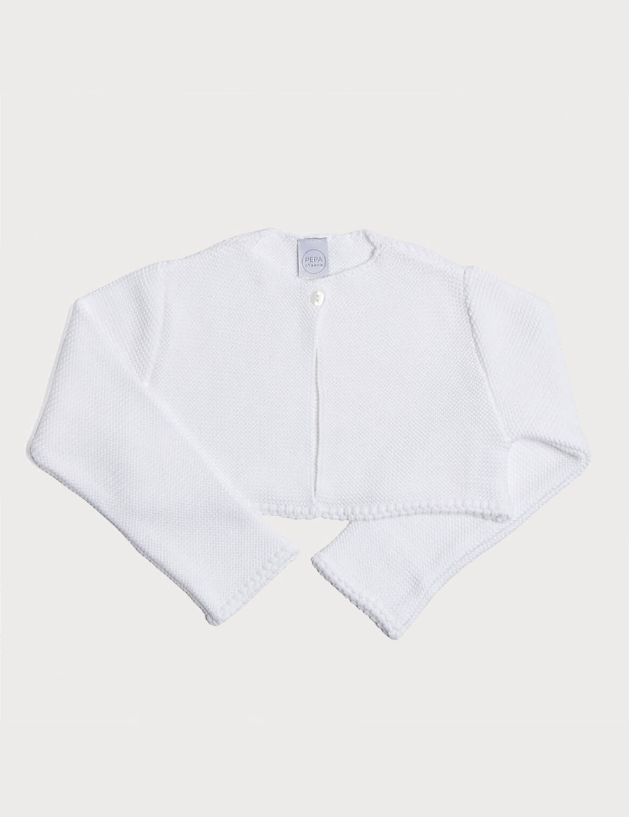 Girls Cropped Celebration Cardigan Ivory (12mths-8yrs) Knitwear  from Pepa London