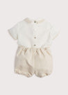 Baby Boy Celebration Beige Bloomers and Linen Shirt Set (12mths-3yrs) Sets  from Pepa London