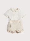 Baby Boy Celebration Beige Bloomers and Linen Shirt Set (12mths-3yrs) Sets  from Pepa London