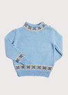 Classic Fair Isle High Neck Jumper in Blue (12mths-10yrs) Knitwear  from Pepa London