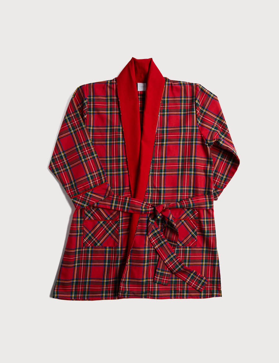 Belted Dressing Gown in Red Tartan (18mths-10yrs) Nightwear  from Pepa London