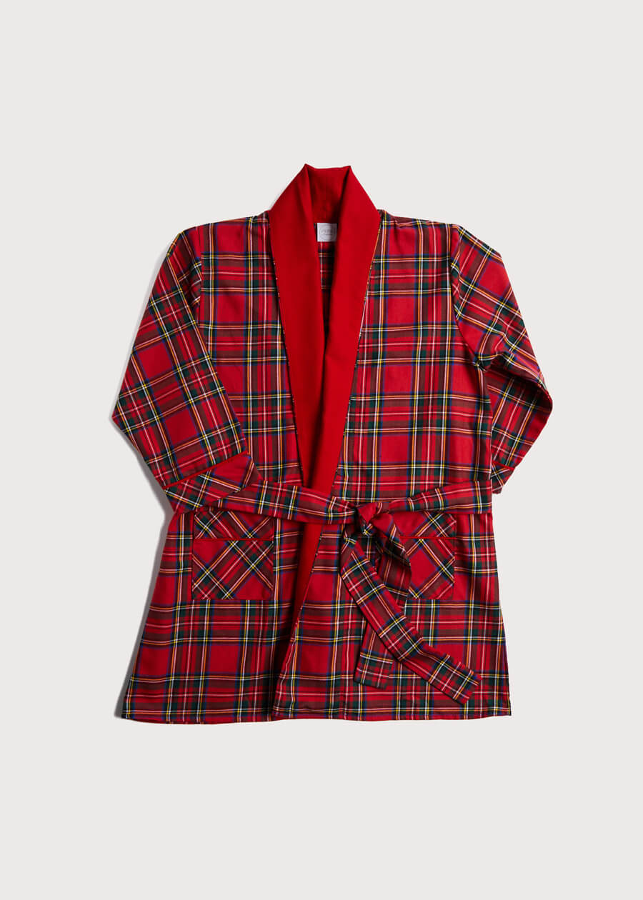 Belted Dressing Gown in Red Tartan (18mths-10yrs) Nightwear  from Pepa London
