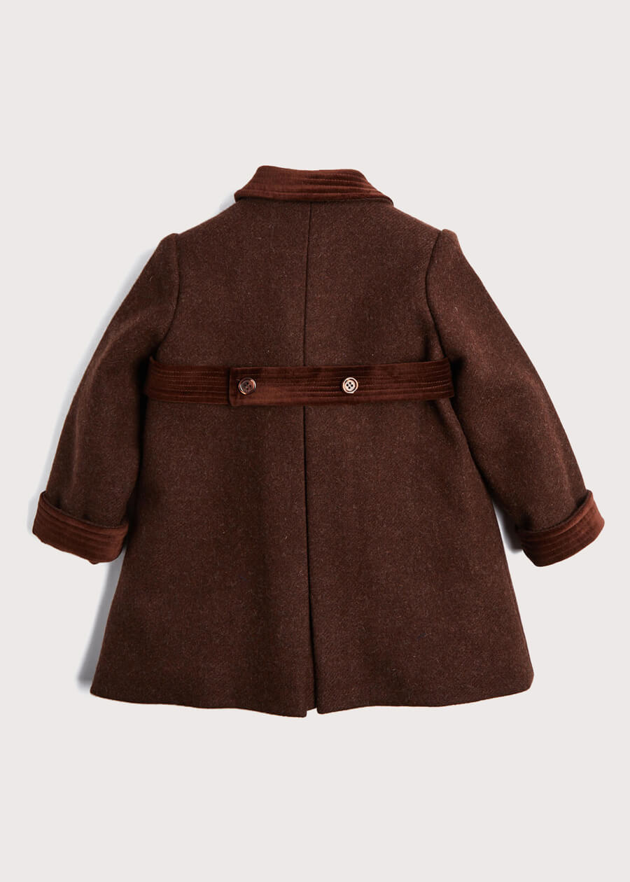 Traditional Double Breasted Coat in Brown (12mths-10yrs) Coats  from Pepa London