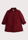 Traditional Double Breasted Coat in Burgundy (12mths-10yrs) Coats  from Pepa London