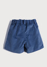Corduroy Leather Button Shorts in Blue (4-10yrs) Shorts  from Pepa London