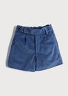 Corduroy Leather Button Shorts in Blue (4-10yrs) Shorts  from Pepa London