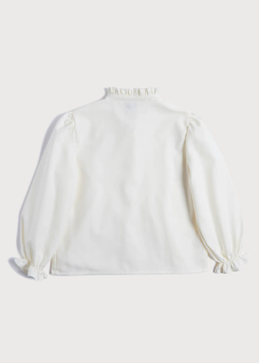 Mao Collar Romantic Blouse in White (18mths-10yrs) Blouses from Pepa London