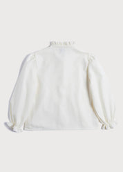 Mao Collar Romantic Blouse in White (18mths-10yrs) Blouses from Pepa London