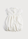 Classic Off-White Blue Handsmocked Romper (3-18mths) Rompers  from Pepa London