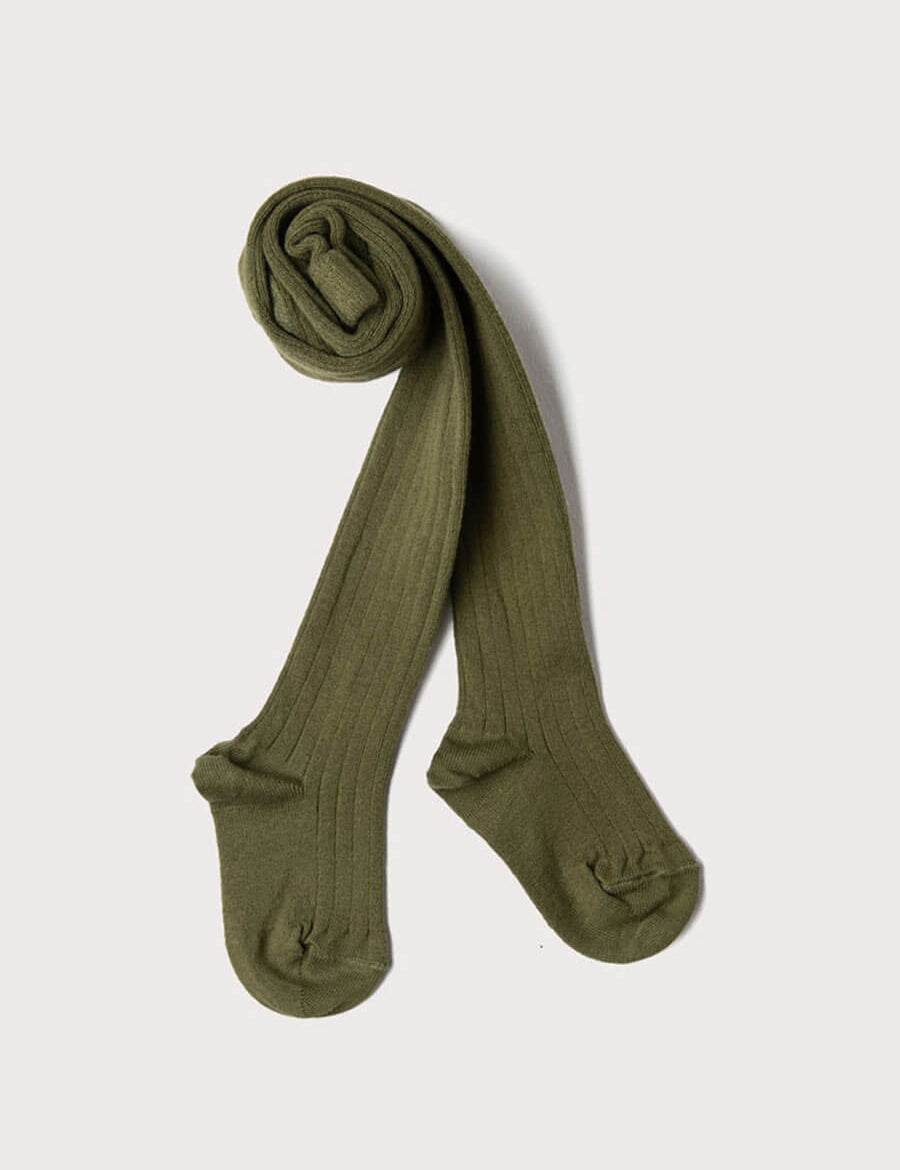 Green Ribbed Tights (3mths-8yrs) Tights  from Pepa London