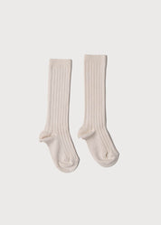 Beige Ribbed Knee-High Socks (3mths-10yrs) Socks from Pepa London