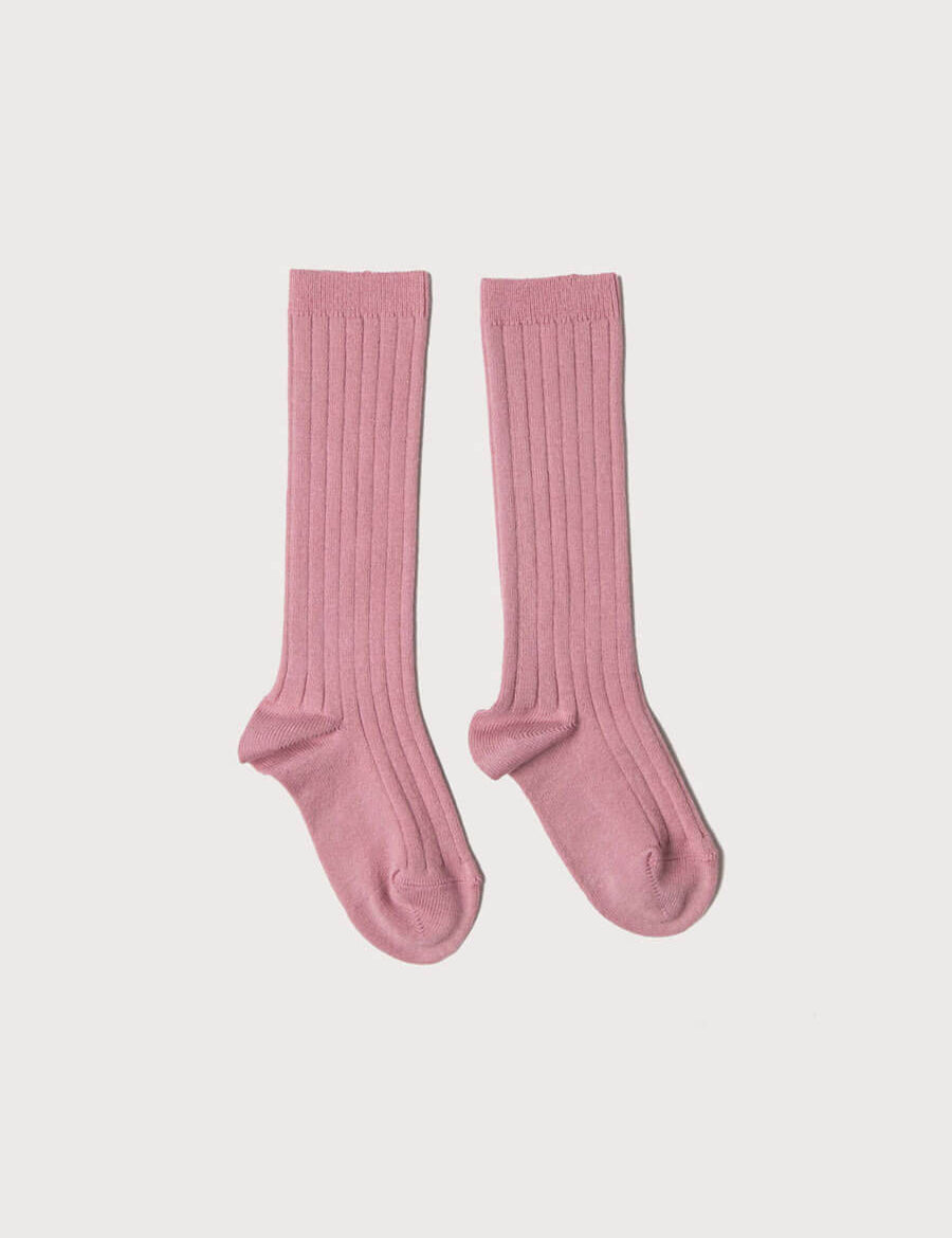 Pink Ribbed Knee-High Socks (3mths-10yrs) Socks from Pepa London