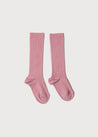 Pink Ribbed Knee-High Socks (3mths-8yrs) Socks  from Pepa London