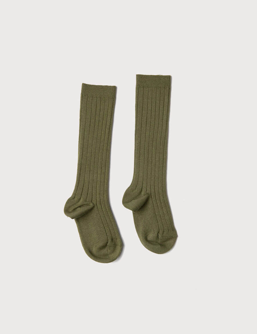 Green Ribbed Knee-High Socks (3mths-8yrs) Socks  from Pepa London