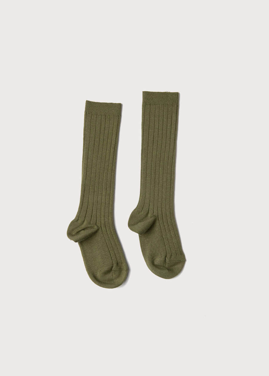 Green Ribbed Knee-High Socks (3mths-8yrs) Socks  from Pepa London