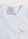 Newborn Side Tie Bodysuit With Rocking Horse Embroidery Beige (0-3mths) Tops & Bodysuits  from Pepa London