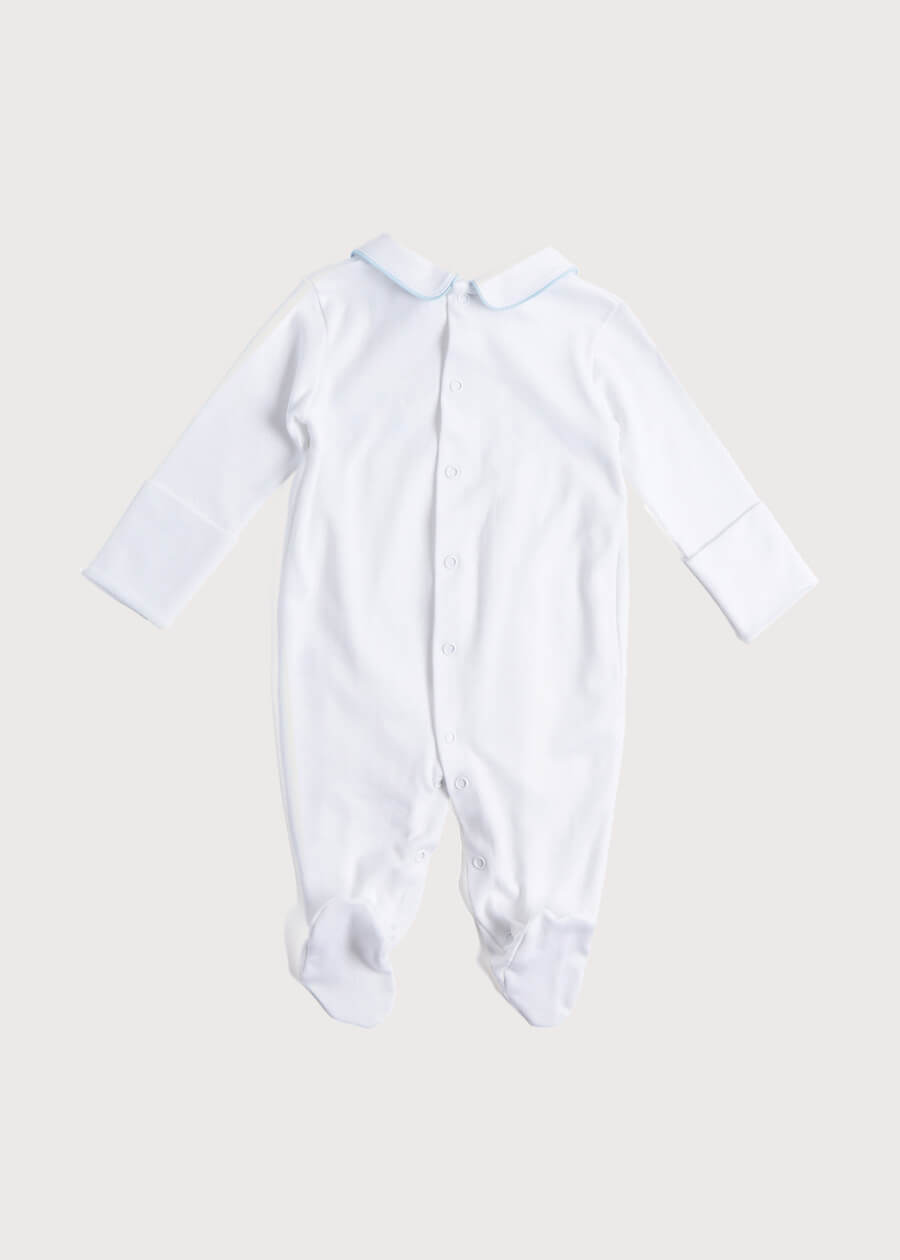 Blue Hand Smocked Cotton All-in-One (1-18mths) Nightwear from Pepa London