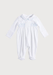 Blue Hand Smocked Cotton All-in-One (1-18mths) Nightwear from Pepa London