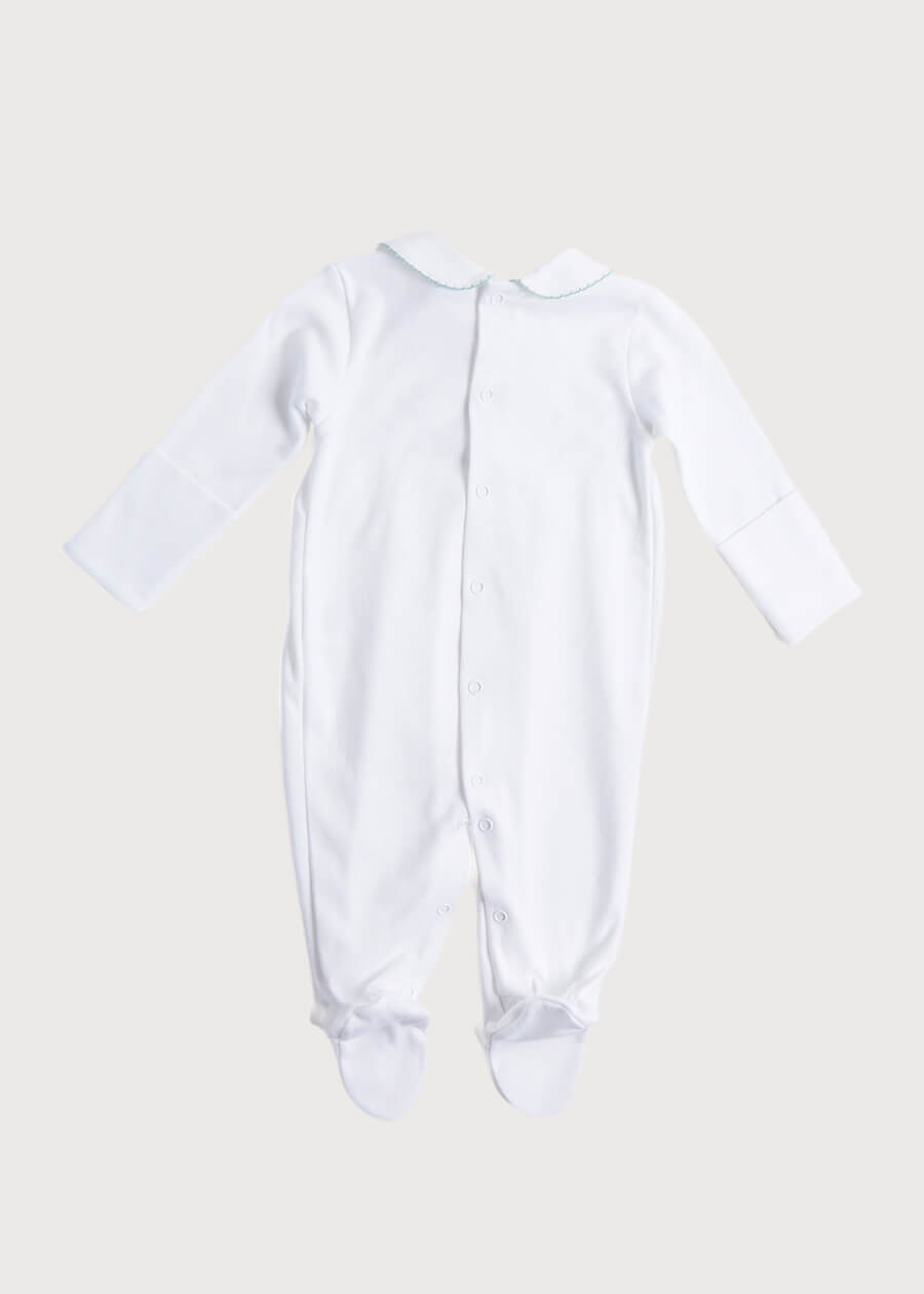 Green Hand Smocked Cotton All-in-One (0-18mths) Nightwear  from Pepa London