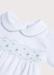 Green Hand Smocked Cotton All-in-One (0-18mths) Nightwear  from Pepa London