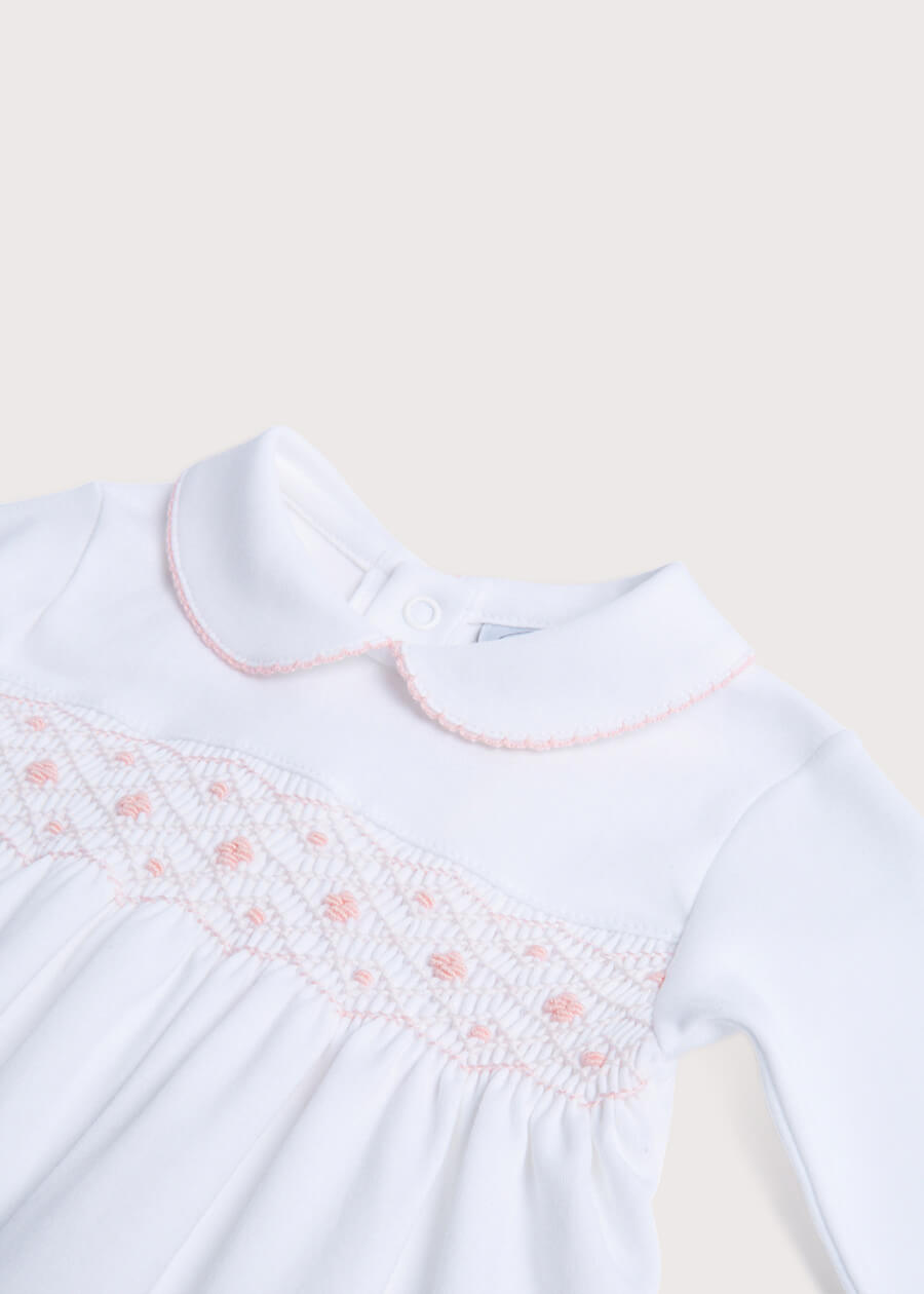 Pink Hand Smocked Cotton All-in-One (0-12mths) Nightwear  from Pepa London