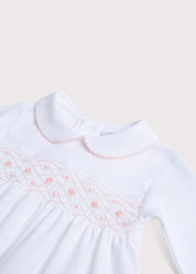Pink Hand Smocked Cotton All-in-One (0-12mths) Nightwear  from Pepa London