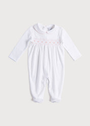 Pink Hand Smocked Cotton All-in-One (0-12mths) Nightwear  from Pepa London