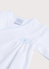 Blue Handsmocked Cotton Kimono Bodysuit (0-6mths) Tops & Bodysuits  from Pepa London