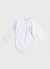 Pink Handsmocked Cotton Kimono Bodysuit (0-6mths) Tops & Bodysuits  from Pepa London